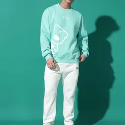 GRIFFEL Men Printed Oversized Sweatshirt With Track Pant-image-45