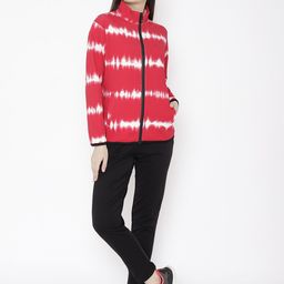 Chkokko Women Red & Black Printed Sports Tracksuit-image-48