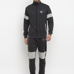 Yuuki Men Grey Colourblocked Cotton Tracksuits-image-27