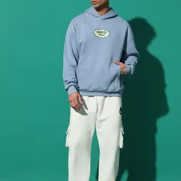 GRIFFEL Men Graphic Printed Hooded Sweatshirt with Track Pants-image-38