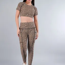 SSoShHub Animal Printed Top & Tights Tracksuit with Raw Edge Detail-11