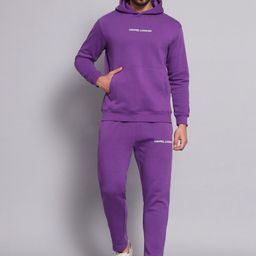 GRIFFEL Men Purple Sports Tracksuit-image-12