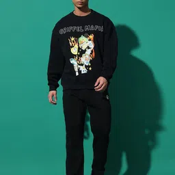 GRIFFEL Men Printed Oversized Sweatshirt With Track Pant-image-47