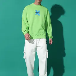 GRIFFEL Men Printed Oversized Sweatshirt With Track Pant-image-48