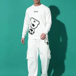 GRIFFEL Men Fleece Printed Sweatshirt & Trackpants Tracksuits-image-24