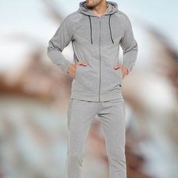 WILD WEST Geometric Printed Cotton Fleece Hood Front Open Sweatshirt With Track Pant-picture-20