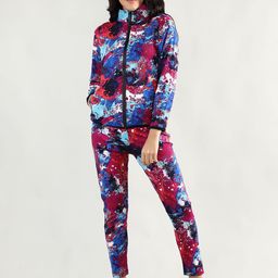 CHKOKKO Women Blue & Purple Printed Tracksuit-image-92