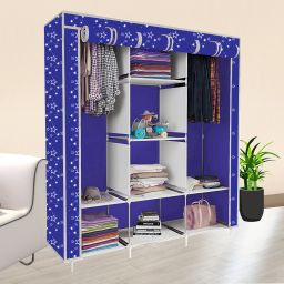 8 Shelf Foldable Collapsible Wardrobe Storage Organizer Almirah Cloth Rack PP Collapsible Wardrobe-image-45