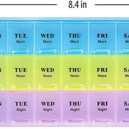 al atash MONDAY - SUNDAY 2Pc 3-Layer Weekly Pill Organizer, 21 Compartment Daily Pill Box, Tablet Case Pill Box image 2