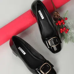 ELLE Black Western Embellished Block Pump Heels-picture-22