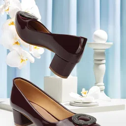 ELLE Embellished Block Heel Pumps-15