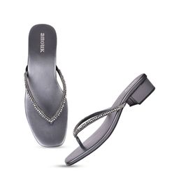 Anouk Grey Embellished Block Heels image 5