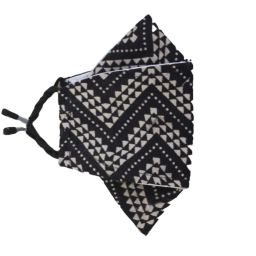 Black Base with White Geometric Print ,Purple Base with Multicolor Print and White Base with Black Floral Print Organic Cotton Face Reusable Masks for kids or adults with Loop Adjusters and Softer Ear Loops Combo Pack (Qty - 3) NB-IN0A-20 Washable, Reusable, Water Resistant Cloth Mask-1