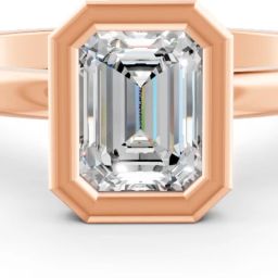 5Ct Emerald Cut Moissanite Women Bezel Set Solitaire Ring 14K Rose Gold Plated Sterling Silver Moissanite Gold Plated Ring-image-44