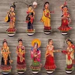 Brij Sugandha Laddu Gopal Wooden ASHT Sakhi Set Shree Mati Radha Rani Decorative Showpiece - 4 cm-image-14