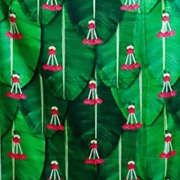 Banana leaf with pink flower Backdrop Decorative size 5ft Hight & 8ft Width Curtain Fabric-10