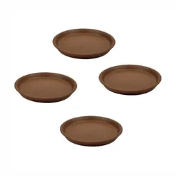 LASAKI 4 Pieces Brown Round Truffle Ceramic Pot Trays-31