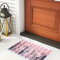 FABINALIV Purple & White Anti Skid Doormat-54