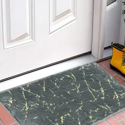 FABINALIV Grey & Orange Abstract Anti-Skid Doormat-50