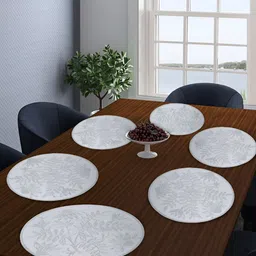 FABINALIV Silver Toned 6 Pieces Self designed Table Placemats-2