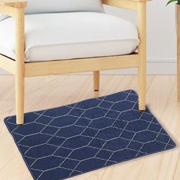 Home Centre Navy Blue & White Anti-Skid Nicolas Spatial Geometric Dhurrie-image-40