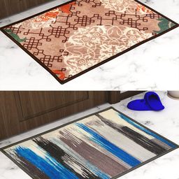 Athom Trendz Pack of 2 Premium Anti-Skid Printed Doormat-95