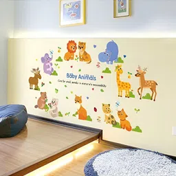 Asian royal Blue & Yellow Printed Self Adhesive Wall Sticker-image-100