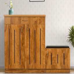 solace craft Zuowei Shoe Rack with Seating in Tan Matte Finish-picture-17