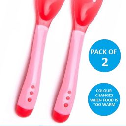 Baby Temperature Sensing Silicone Tip Fork - Pack Of 2 Red - Plastic-17