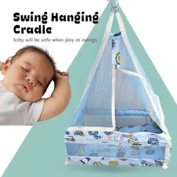 chadu Hanging Swing Cradle, Mosquito Net and Spring |Easy to Fix & Strong, 0-12 Months Sleeping Bag image 2