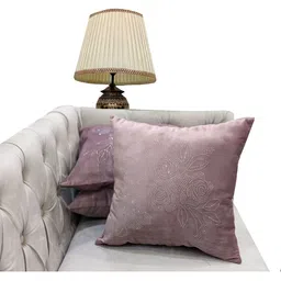 Good Vibes Pink Set of 3 Embroidered Velvet Square Cushion Covers-27