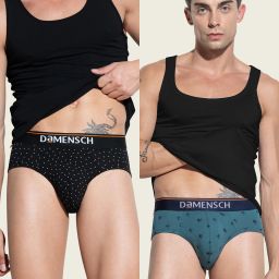 Pack of 2 Deo-Cotton Deodorizing V Shape Printed Men Brief-image-60