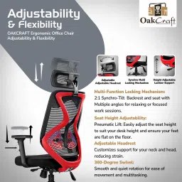 oakcraft Hurricane PLUS High Back Ergonomic Chair with Multi Synchro Mechanism Mesh Office Adjustable Arm Chair image 4