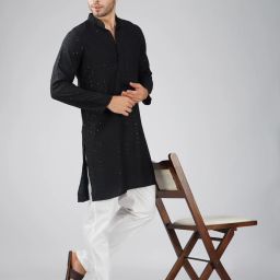 Men Chikan Embroidery Viscose Rayon Straight Kurta-image-62