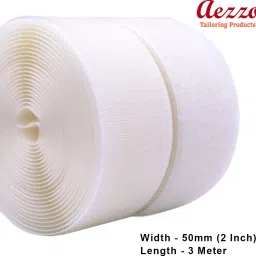 White Velcro Hook + Loop Sew-on Fastener tape roll strips 3 Meter Length 2 Inch (50mm) Width. Use in Sofas Backs, Footwear, Pillow Covers, Bags, Purses, Curtains etc. (3 Meter White) Sew-on Velcro-10