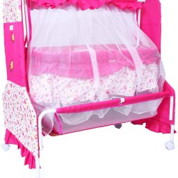 Baby Swing Cradle Jhula with Mosquito Net and Storage Basket for New Born Baby-8