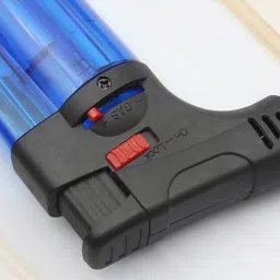 trustship Windproof Turbo Jet Flame Cigarette Cigar Lighter with Stand, Flame Lock and Flame Adjustable Button | Blue, Refillable Pocket Lighter image 4