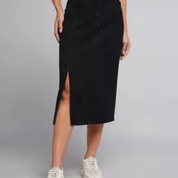 dolsia Women Solid Pencil Black Skirt-picture-35