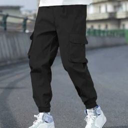 Men Solid Black Track Pants-image-1
