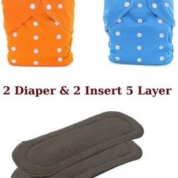 Washable Reusable Cloth Diapers with 2 Adjustable Nappies & 2 Inserts 5 Layer-image-46