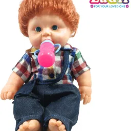 Golu Baba Cute Little Boy in Mix Check Dress Doll for Kids Rubber with Clothes-image-44