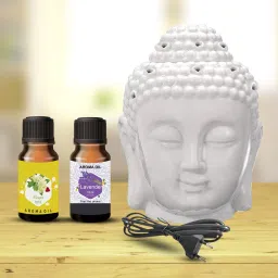 PEEPRESION Home Fragrance Lamp -Electric White Buddha Head Diffuser With 2 High Scented Oil Fragrance Your Home, Office, Spa, Hotel, Club Diffuser-3