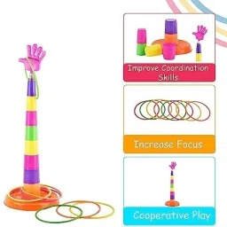 amtiq Combo 2 in 1 Ring Toss Game | Shape Sorter Color Recognition Aim and Strike Game image 2