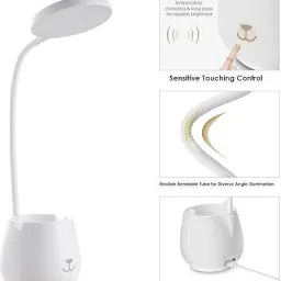 fokrim DC5V 4W LEDs Table Desk Reading Lamp Sensitive Touching Control with Pen Holder Study Lamp image 2