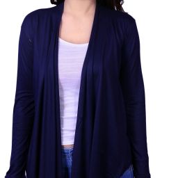 Women High-Low Full Sleeve Blue Shrug-image-73