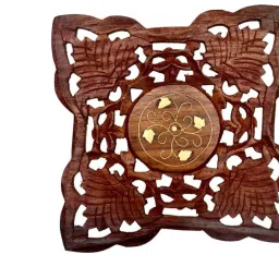 SquareBrasstrivet01 Wooden carving, Brass Craft Trivet-image-15