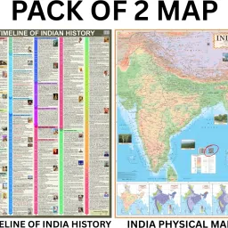 Pack of 2 – India Physical Map and Timeline of Indian History Chart (100x70 cm) | Educational Wall Maps with Extra Bright Colors, Clear Printing & Accurate Markings – Ideal for Students, Teachers, Schools, Colleges & Libraries Paper Print-image-68