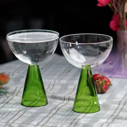 borotech Borosilicate Pyramid Stem Cocktail Glasses Set of 2 - Bold Green Stems-picture-28