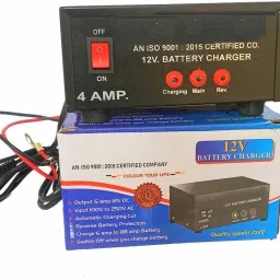 12 Volt Battery Charger 12v 4 Amp Battery Charger for Charging 6 to 88 Amp Battery with Auto Cut Off & Overcharge Protection Electronic SMPS Power Supply AC DC Metal Body Adaptor 12v 4A Adapter Electric Supply with Black and Red Crocodile Alligator Clips Electrical Test Clamps Jumper Cable with Protective Insulation Cover for AMF Panel, Tubular, Bike, Truck, Ups, Car, Acid Sealed Battery Square Wave Inverter-19