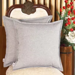 sivya by home Grey Cotton Solid 20x20 inches Cushion Cover Pack of 2-picture-44